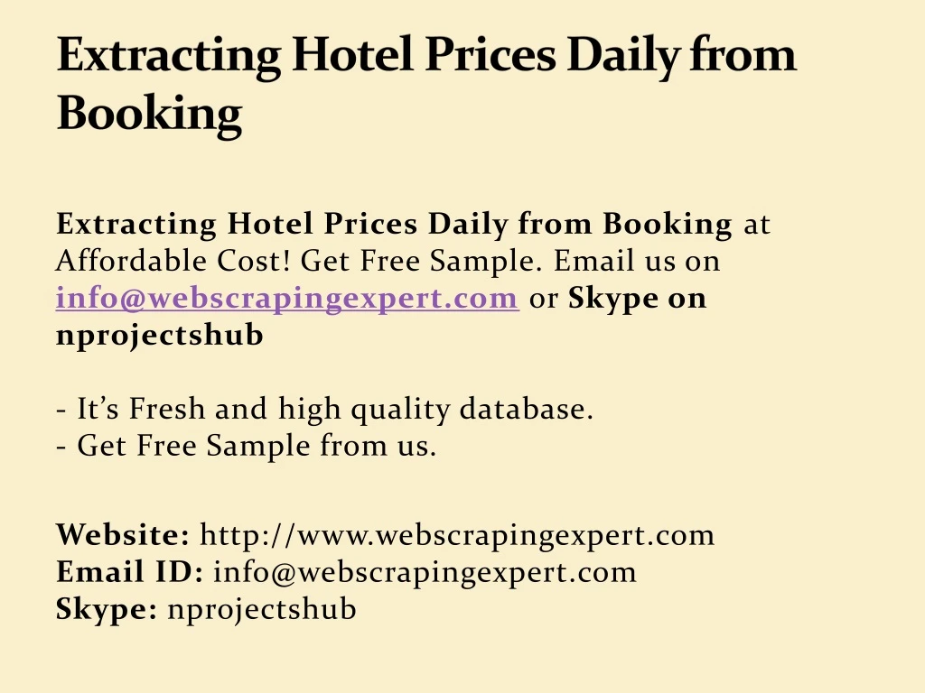 extracting hotel prices daily from booking