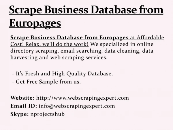 Scrape Business Database from Europages
