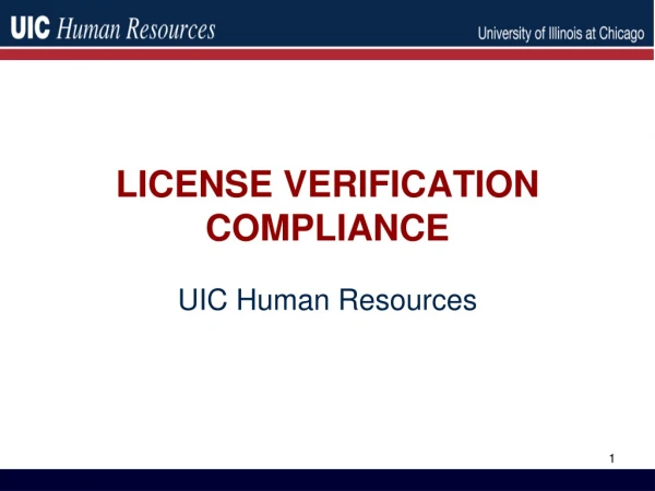 LICENSE VERIFICATION COMPLIANCE