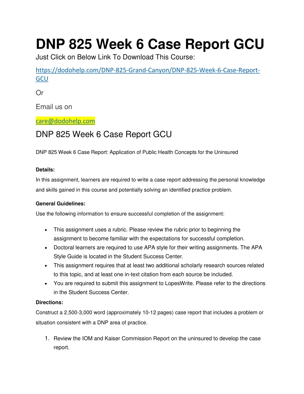 dnp 825 week 6 case report gcu just click