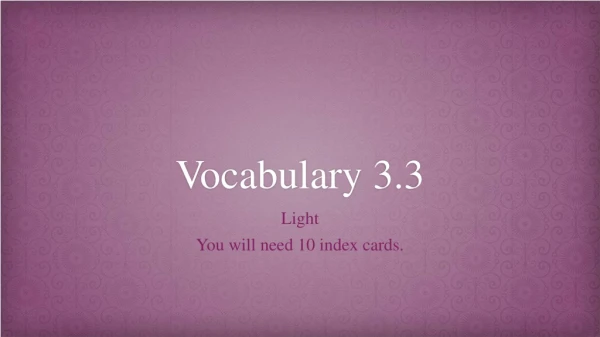Vocabulary 3.3