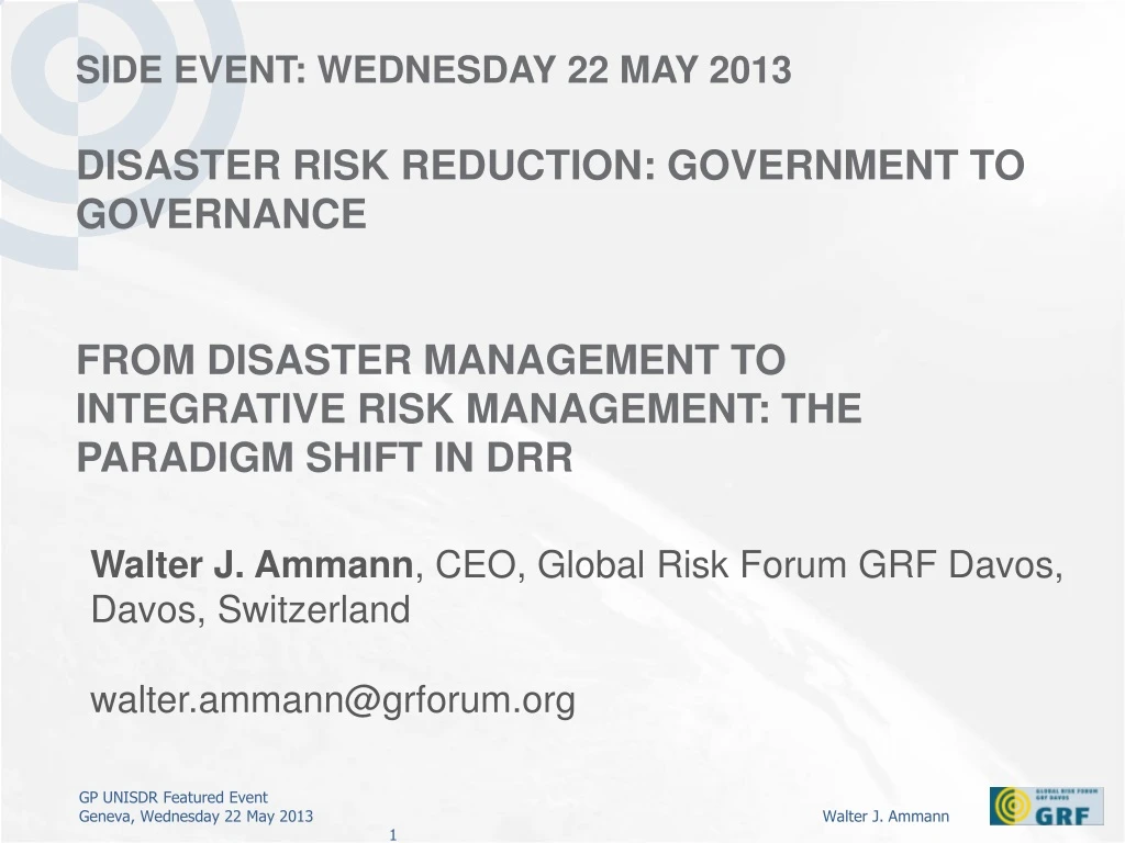 side event wednesday 22 may 2013 disaster risk