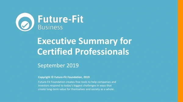 Executive Summary for Certified Professionals