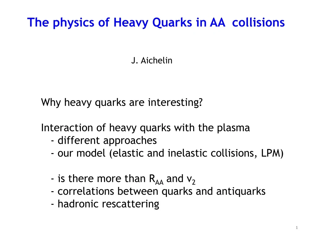 the physics of heavy quarks in aa collisions