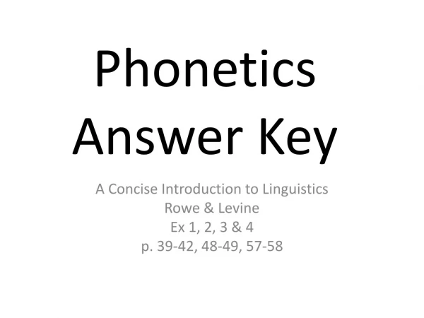 Phonetics Answer Key