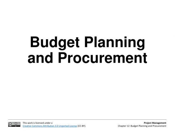 Budget Planning and Procurement