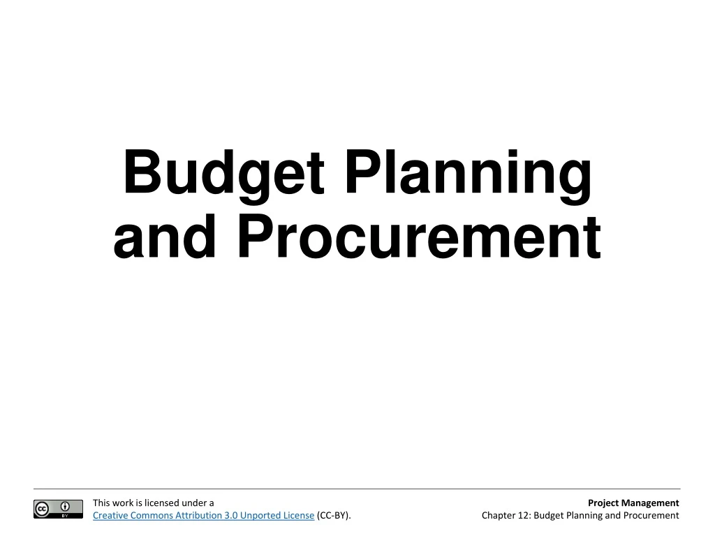 budget planning and procurement
