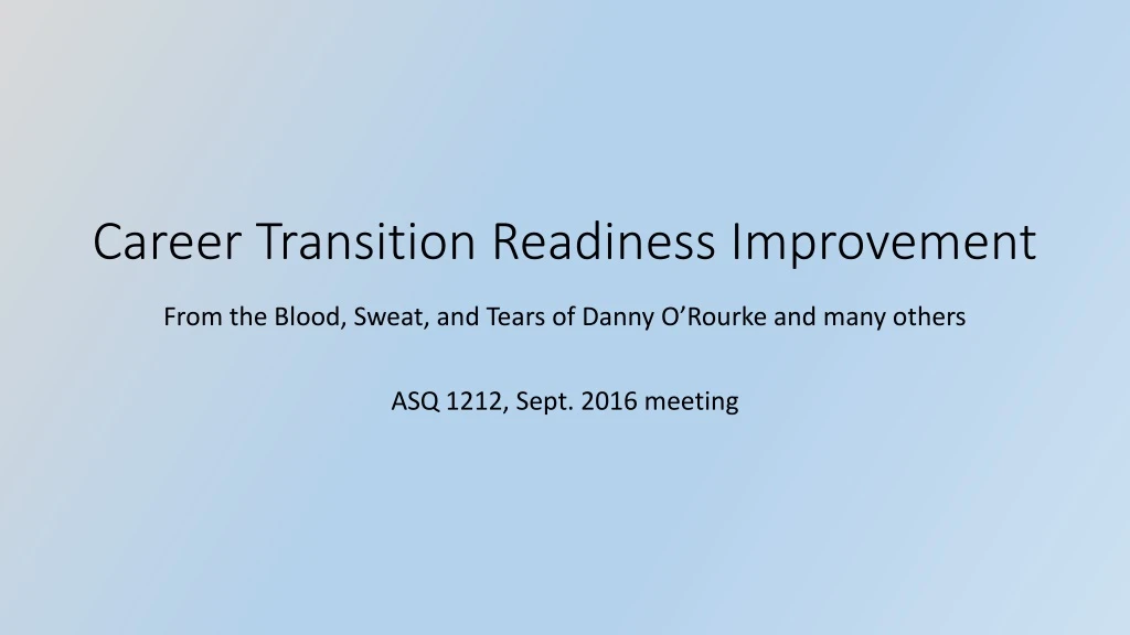 career transition readiness improvement