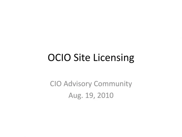 OCIO Site Licensing