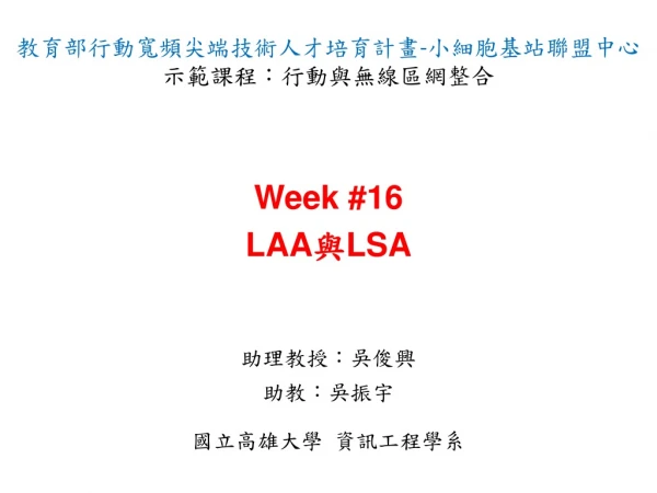 Week # 16 LAA 與 LSA