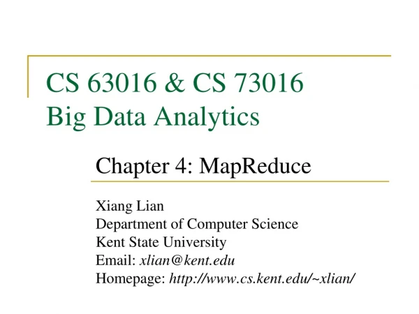 CS 63016 &amp; CS 73016 Big Data Analytics
