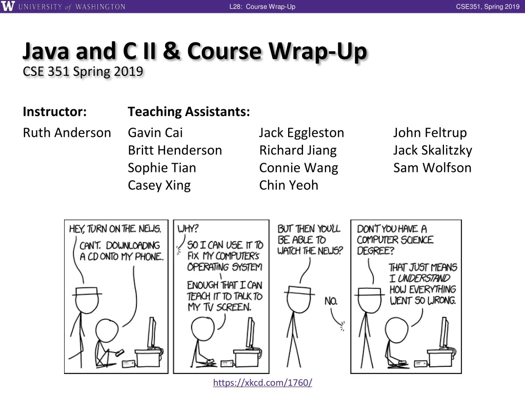 java and c ii course wrap up cse 351 spring 2019