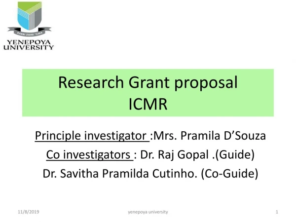 Research Grant proposal ICMR