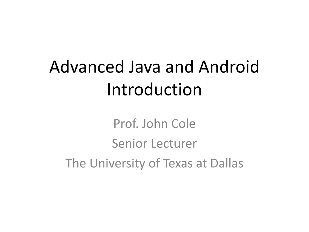 advanced java and android introduction