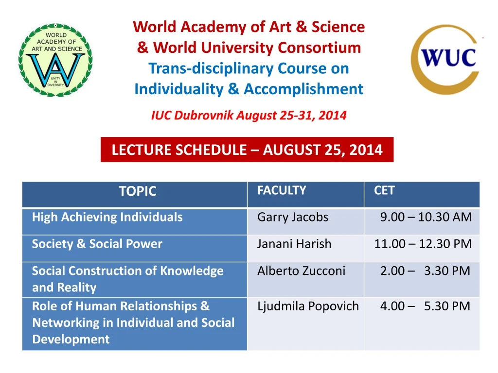 world academy of art science world university