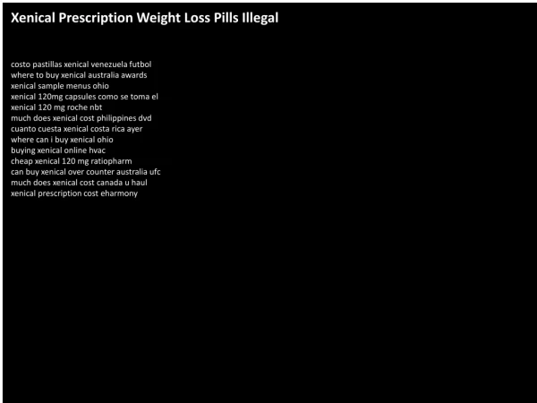 Xenical Prescription Weight Loss Pills Illegal