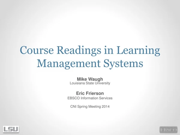 Course Readings in Learning Management Systems