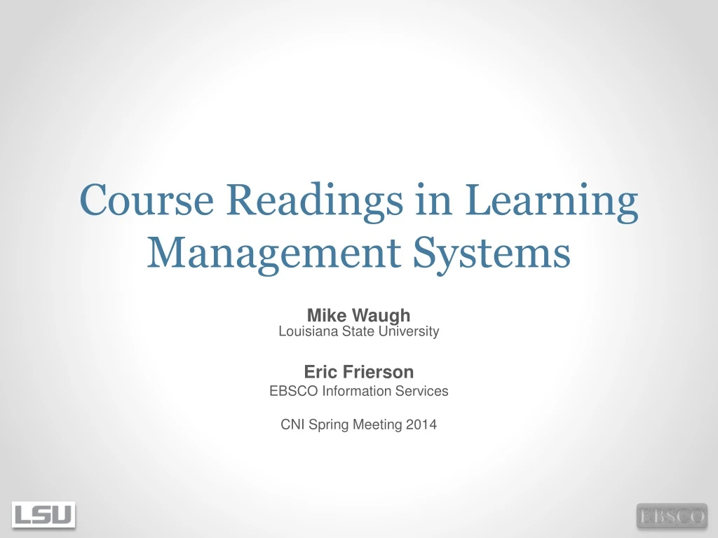 course readings in learning management systems