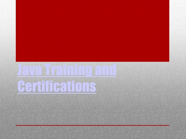 Java Training and Certifications