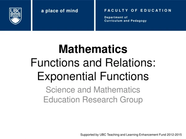 Mathematics Functions and Relations: Exponential Functions