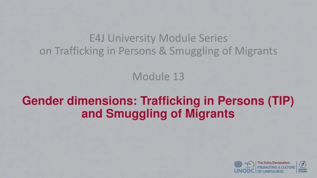 e4j university module series on trafficking in persons smuggling of migrants module 13