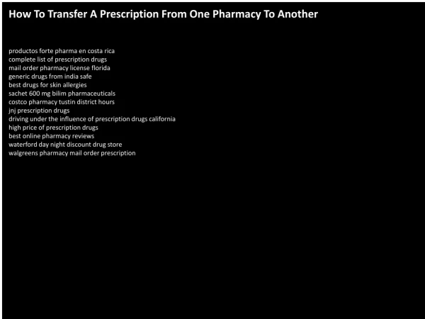 How To Transfer A Prescription From One Pharmacy To Another