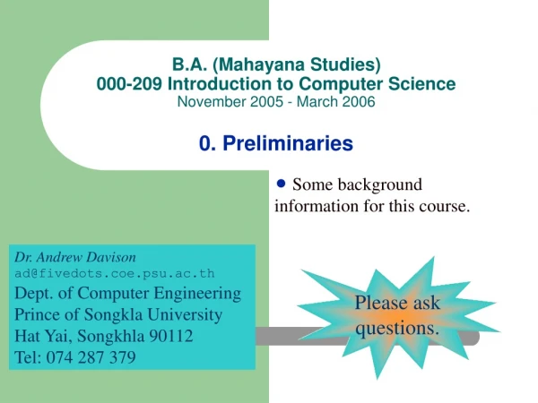 Some background information for this course.