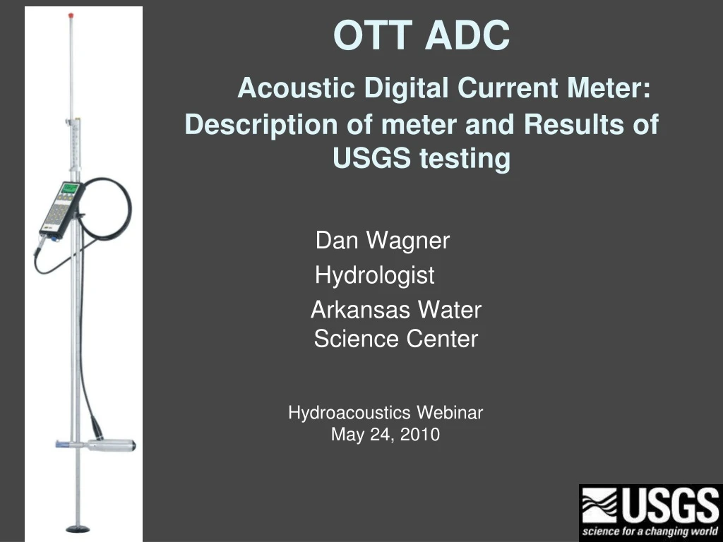 ott adc acoustic digital current meter description of meter and results of usgs testing