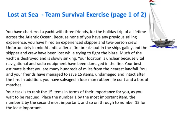 Lost at Sea - Team Survival Exercise (page 1 of 2)