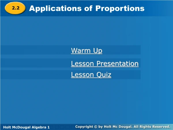 Applications of Proportions