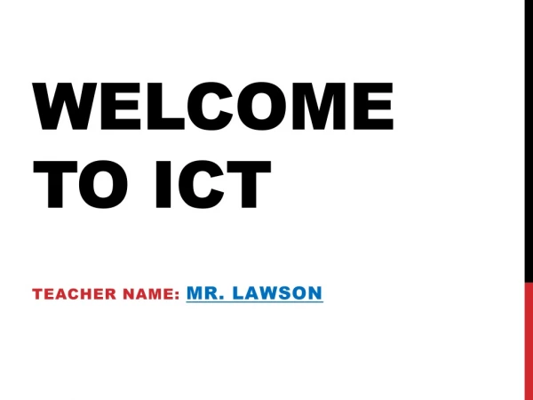 Welcome to ICT