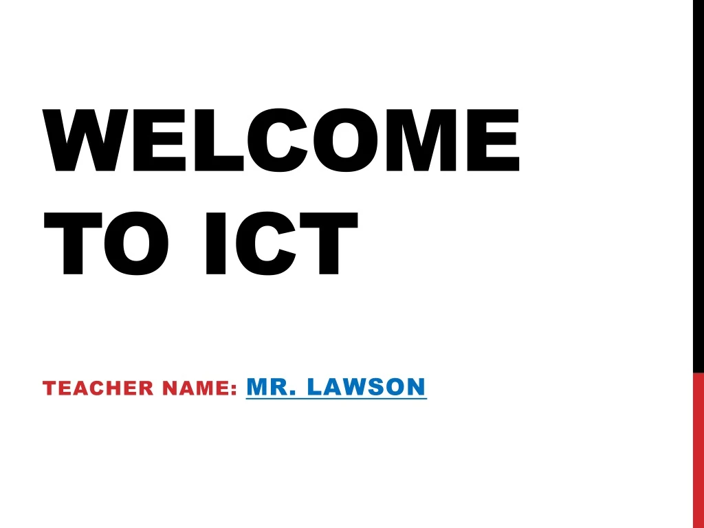 welcome to ict