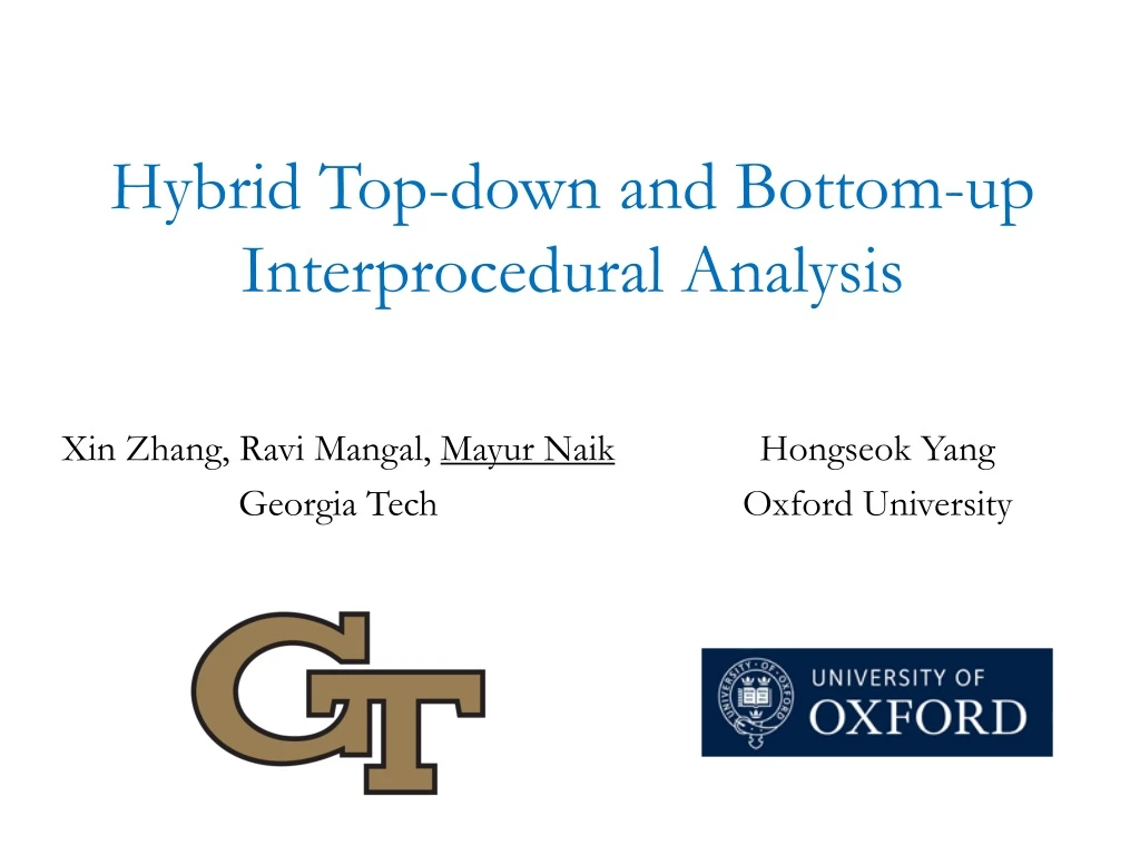 hybrid top down and bottom up interprocedural analysis