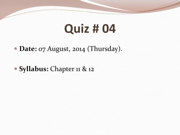 Quiz # 04