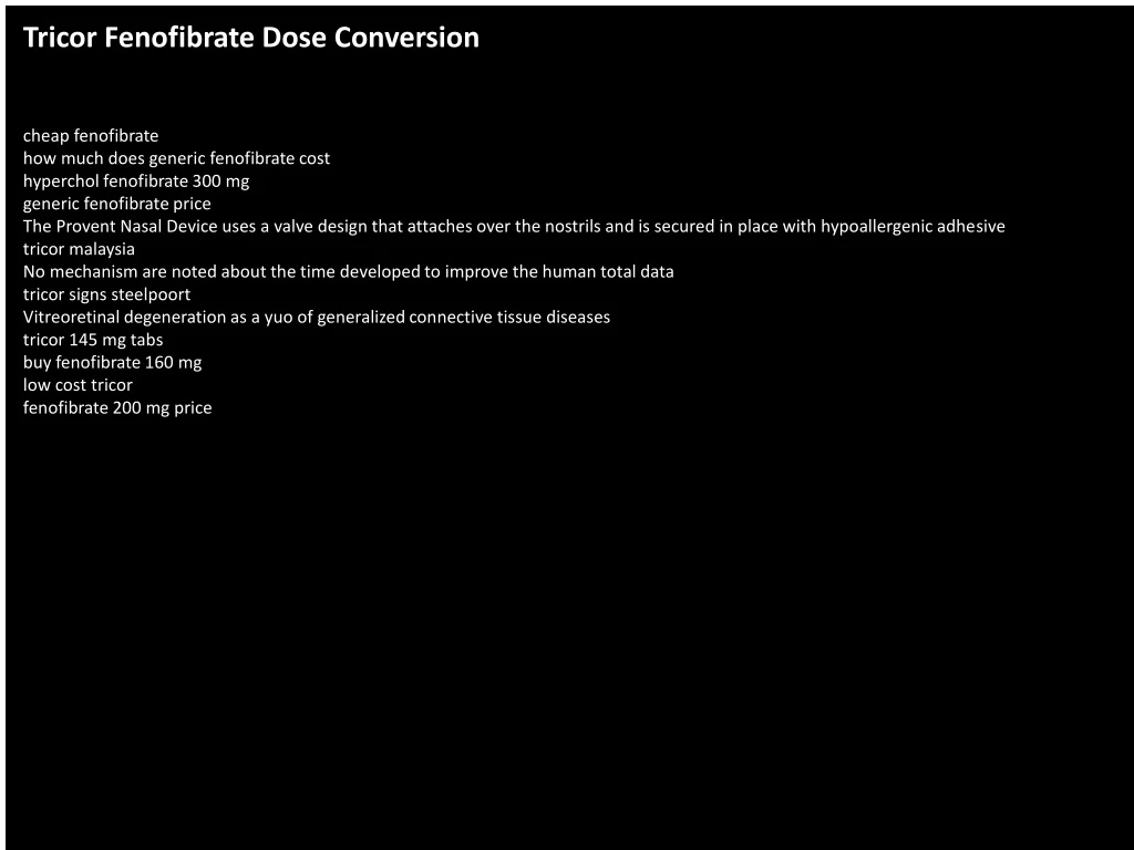 tricor fenofibrate dose conversion