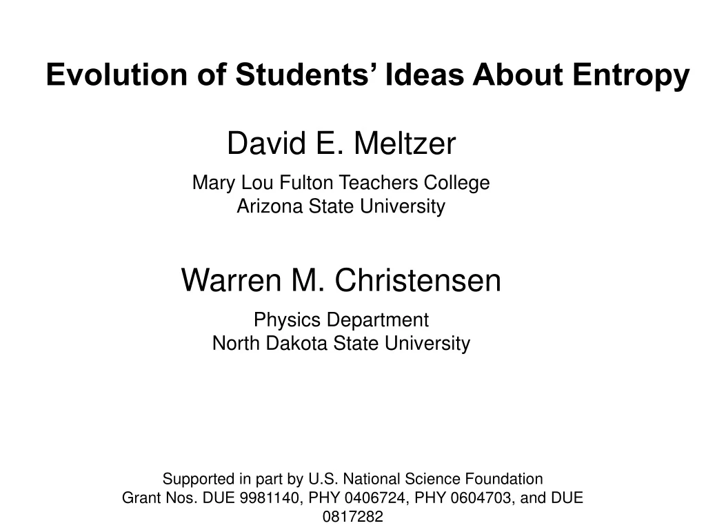 evolution of students ideas about entropy