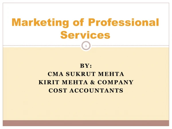 Marketing of Professional Services