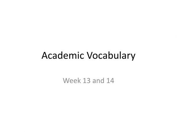 Academic Vocabulary