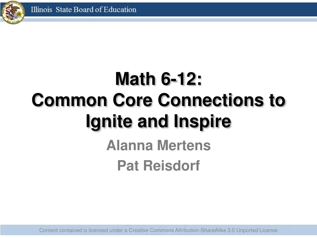 math 6 12 common core connections to ignite and inspire