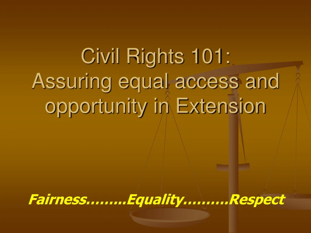 civil rights 101 assuring equal access and opportunity in extension