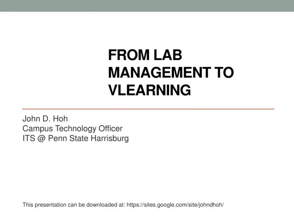 From Lab Management to vLearning