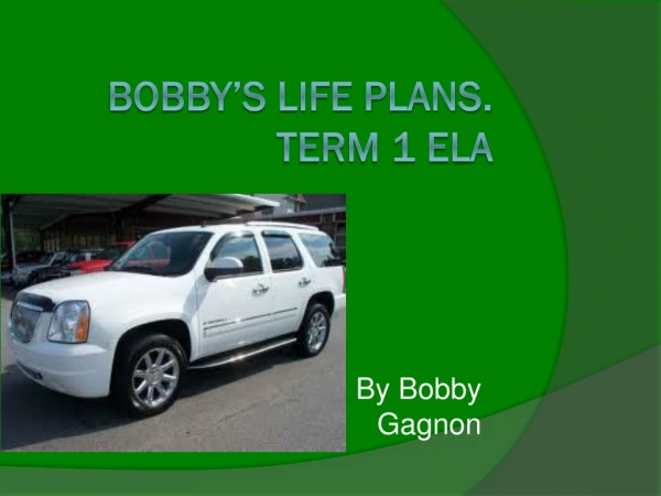 Bobby’s Life Plans . Term 1 ELA
