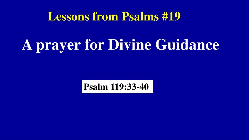 lessons from psalms 19