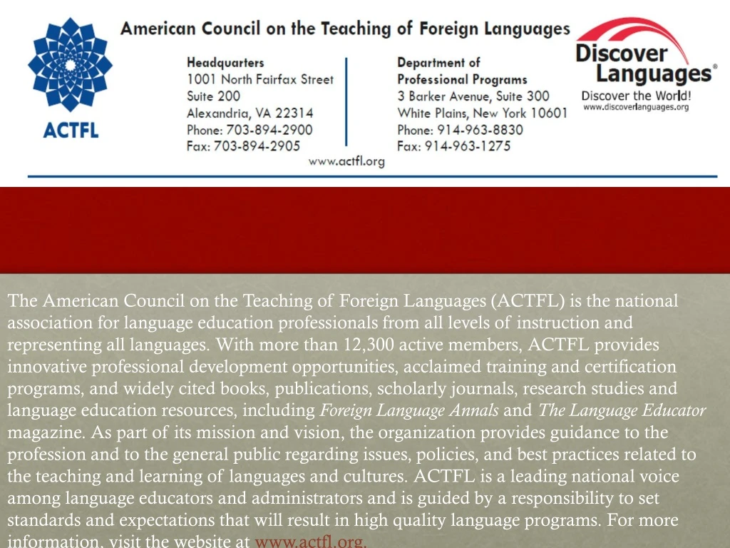 the american council on the teaching of foreign