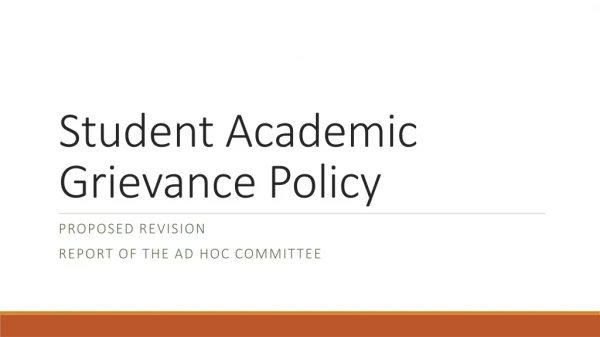 Student Academic Grievance Policy