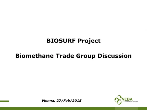 BIOSURF Project Biomethane Trade Group Discussion