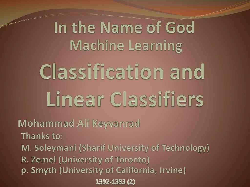 classification and linear classifiers