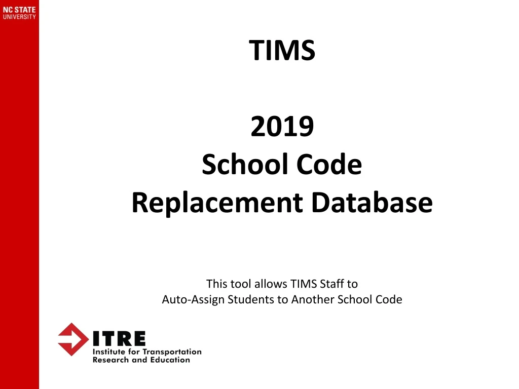 tims 2019 school code replacement database