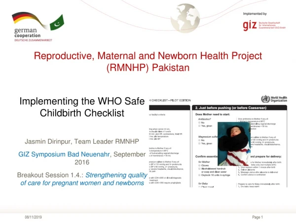 Reproductive, Maternal and Newborn Health Project (RMNHP) Pakistan