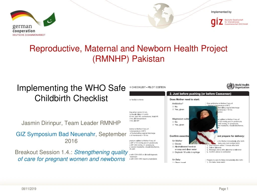 reproductive maternal and newborn health project rmnhp pakistan